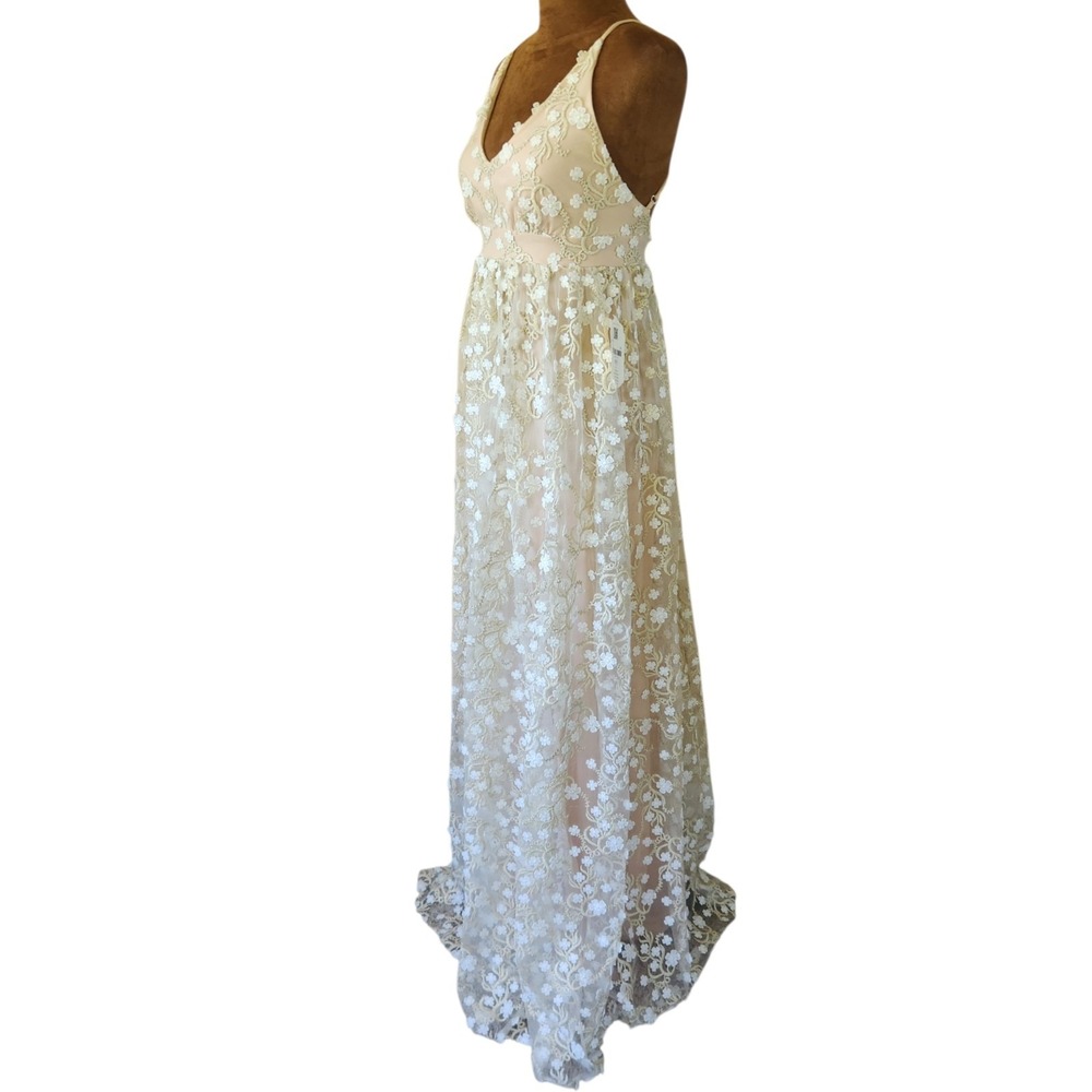 NWT Altar'd State Dress Caledonia Floral Formal Maxi XS Romantic Boho Ivory $189 - Picture 3 of 8